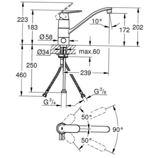 Keittiöhana Grohe Eurosmart Cosmopolitan PKV matala 31792000